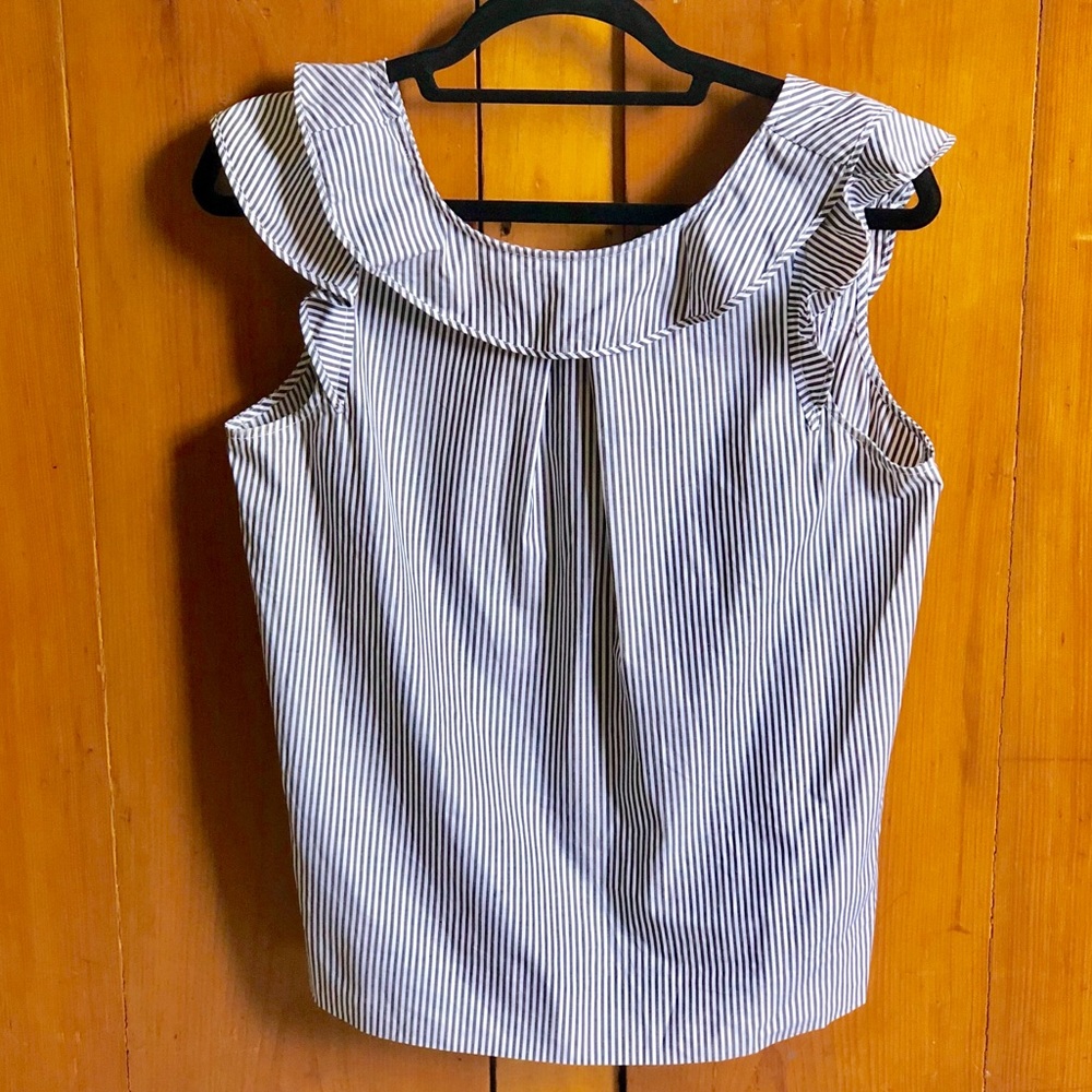 White and black striped j-crew top